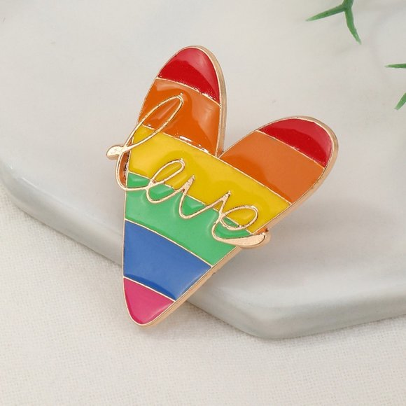 Jewelry - 3/$25 New Love Rainbow Heart Brooch